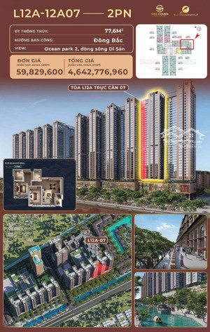 bán cc sunshine legend city, 4,6 tỷ, 78m2, 2pn, pháp lý đầy đủ, đông bắc