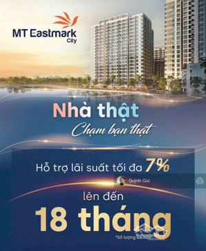 nhận booking căn hộ dự án mt eastmark city hcm giá chỉ 50tr/m2. nhà sẵn sổ hồng 73,2m2 tt linh hoạt