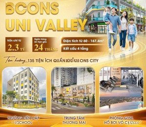 nhà phố liền kề bcons uni valley - thanh toán 30% (2.3 tỷ) nhận nhà - sổ có sẵn riêng từng căn