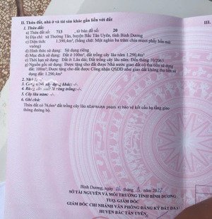 bán đất ở 1390m2 tại ấp 1, xã thường tân, bắc tân uyên, bình dương, giá rẻ