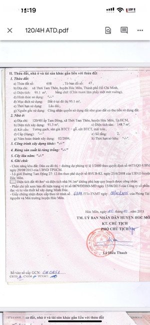 bán nhà trọ 2 tầng, btct, 95m2 tại đường ấp tam đông, thới tam thôn, hóc môn, 4.5 tỷ