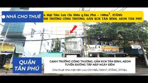 cho thuê nhà mặt tiền lưu chí hiếu 100m², 3tầng, 21triệu - cạnh trường công thương