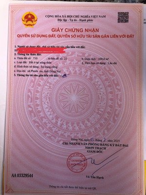 cần bán lô đất thuộc dự án tái định cư phước an, sổ sẵn hạ tầng mới hoàn thiện xây dựng tự do