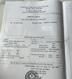 bán nhà 387/ phan văn trị q5, 3 mặt hẻm 4m, trệt 2 lầu st, 8.35 tỷ