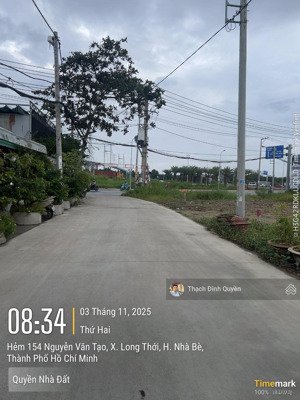 đất thổ cư hẻm 154 nguyễn văn tạo, long thới