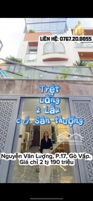 giảm mạnh còn 2tỷ190. bán nhà 44m2 nguyễn văn lượng, p17, gò vấp. gần lotte mart, sổ riêng