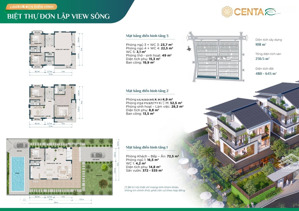 biệt thự đơn lập tại centa riverside hướng sông, vị trí đẹp , yên tĩnh. có gói chính sách ưu đãi