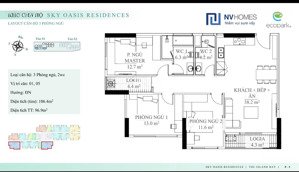 bán căn 3 ngủ skyoasis 97m2 thông thuỷ hướng đông nam view btđ giá 7.5 tỷ bao phí