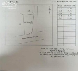 Lô Đất vừa nở hậu vừa 2 mặt tiền đường nhựa A7 phường Buôn Ma Thuột