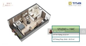 bán studio, 29m2 sử dụng - chung cư sky oasis ecopark , không nội thất - giá chỉ 2 tỷ 390
