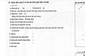 chính chủ cần bán lô đất yên lập, phú thọ, dt 176m2 full thổ cư, giá 7 tr/m2, sổ đỏ