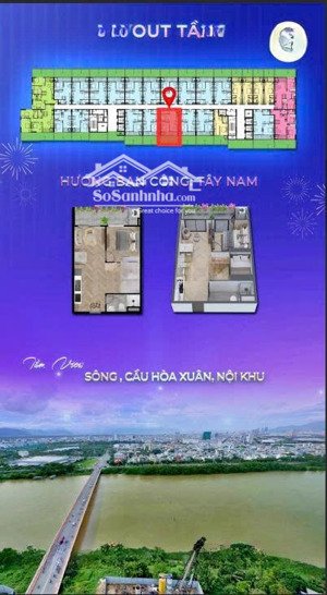 căn 1pn + spana tower hòa xuân, view sông chiết khấu 5% earlybird
