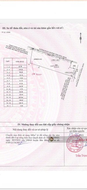 chính chủ bán đất 2 mặt tiền đại lộ b d & dh 617, h bầu bằng , dt 51575m2. giá rẻ, lh 