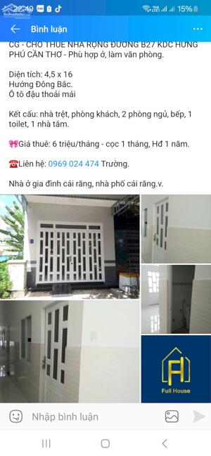 Nhà rộng kdc Hưng Phú cho thưe lâu dài