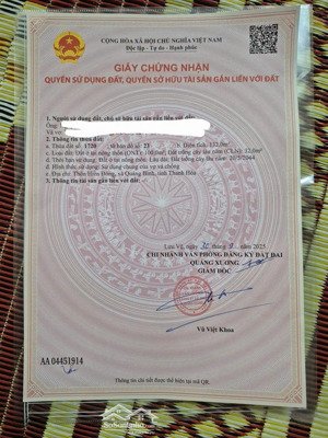 bán đất tại đường liên xã, thôn hiền đông, quảng lưu, quảng xương, thanh hóa, 1,45 tỷ, 132m2