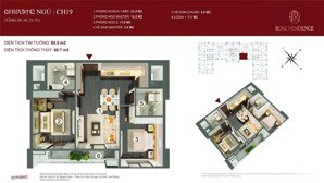 ch19 rose residence | căn 2pn đẹp ban công đông nam chỉ từ 2,6