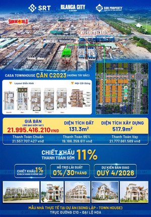 bán căn nhà phố liền kề casa townhouse blanca city sungroup trục đường c20. vị trí đẹp, giá tốt