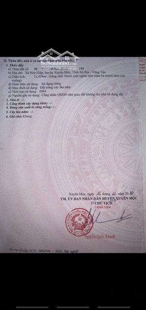 chính chủ cần bán gấp 12.000m2 đất tại hoà hiệp, xuyên mộc, bà rịa vũng tàu giá 19.5 tỷ