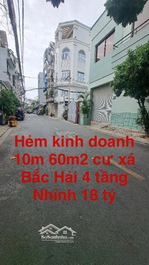 4 tầng 64m2 hẻm 10m kinh doanh cư xá bắc hải nhỉnh 18 tỷ