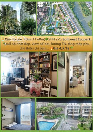 bán căn 2 phòng ngủ toà s02 sol forest căn góc giá 4.490 tỷ bao phí, lh 
