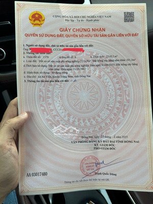 đất sx công nghiệp, đã đóng skc 100% năm 2075, dt 25 x 90m = 2328m2, giá 10,3tỷ, an viễn, trảng bom