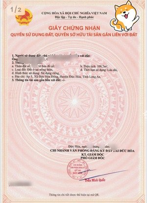 680 triệu công chứng sang tên ngay ( 5x24 ) 119 m2 đất thổ cư đức hòa ngay tt thị trấn