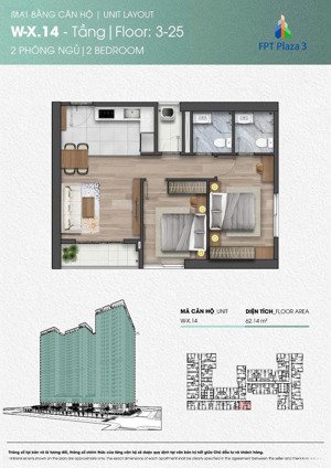 bán nhanh căn góc 2pn hướng nam, tầng trung, toà fpt 3 - diện tích 62,14m2 - giá 3,550