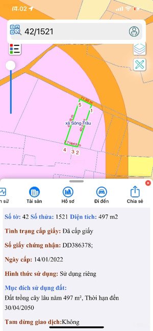 bán đất sông trầu, 2,5 tỷ, 497m2, mặt tiền 12m, pháp lý đầy đủ, sổ hồng riêng chính chủ