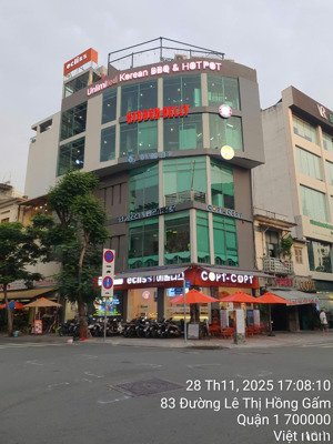 duy nhất tòa nhà góc 2 mặt tiền ngay chợ bến thành 83 lê thị hồng gấm sẵn hdt 220 tr/tháng