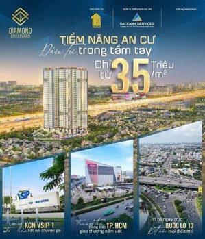 bán cc tại diamond boulevard, 2,2 tỷ, 62m2, 2pn, 2wc, đầy đủ nội thất, bình dương