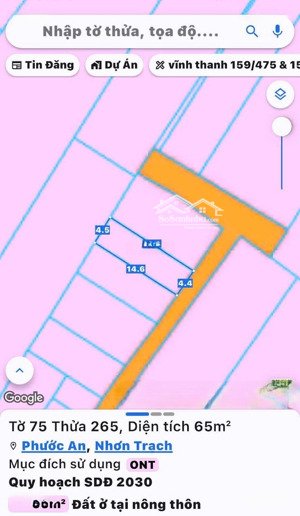 bán đất phước an, nhơn trạch, đn. full thổ cư, dt 65m2, sổ đỏ sang tên ngay trong ngày, lh ngay
