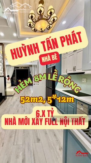 nhà mới xây huỳnh tấn phát, hẻm ô tô 8m 4 tầng, 52 m2, 5*12, có giếng trời nhà mới hiện đại
