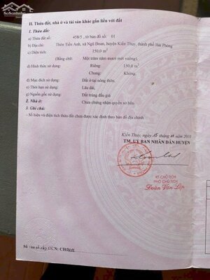 Bán đất Ngũ Đoan - Kiến Thụy - Hải Phòng