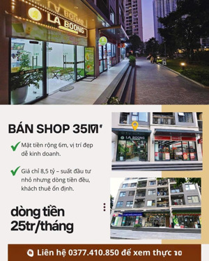 bán shop chân đế vinhomes smart city, 8,5 tỷ, 35m2, q.nam từ liêm, hà nội, giá siêu hời, chính chủ
