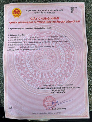 siêu rẻ bán lô đất vườn có thổ cư 1001m2 (40mx30m) có sẵn 80m2 thổ cư chỉ 685 triệu