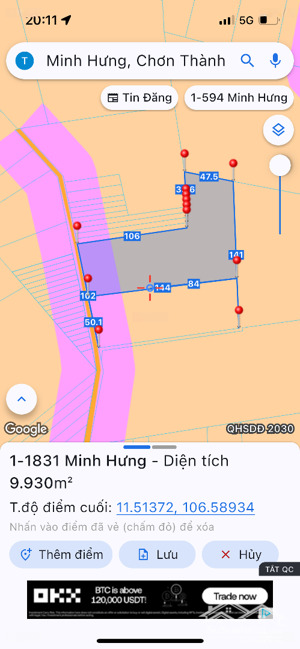 bán đất dt 9500m2 tại khu phố 6, minh hưng, chơn thành, bình phước