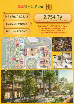 giỏ hàng độc quyền la pura - tòa risa giá rẻ 62m đơn giá chỉ từ 43tr/m2