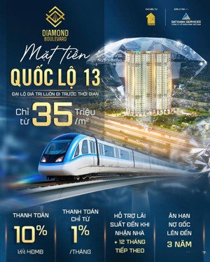 căn hộ diamond boulevard mặt tiền quốc lộ 13 căn hộ 1pn giá chỉ từ 1,39 tỷ