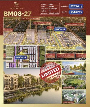 chính chủ bán biệt thự song lập wonder city vị trí đẹp nhất dự án,view công viên,view sông siêu vip