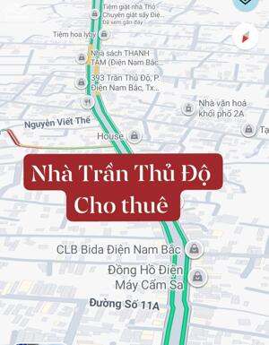 cho thuê mặt bằng 160m2, mặt tiền trần thủ độ, gần khu công nghiệp