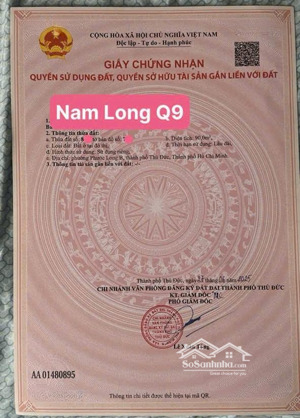 bán đất dự án nam long đường đỗ xuân hợp q9 gần chợ phước bình (90m2) 9 tỷ lh 