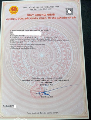 bán đất nền có sổ đỏ xã tu vũ, phú thọ