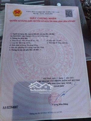 chính chủ bán lô đất 73m2 chỉ với 24tr/m2, rẻ nhất tại tp bắc ninh