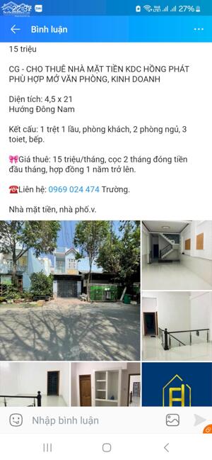 Nhà mặt tiền khu Hồng Phát phù hợp làm văn phòng