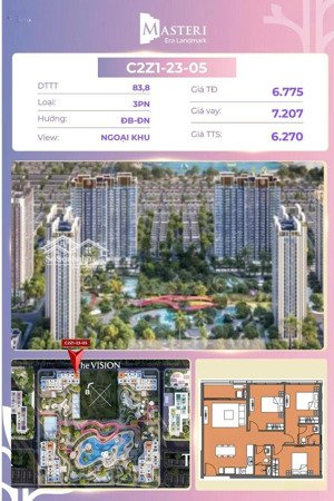 chỉ 6,2 tỷ sở hữu ngay căn góc 3pn đẹp nhất masteri era landmark, view vịnh biển bốn mùa