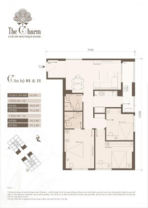 giá ok nhất the charm! căn góc 3pn hướng đông nam | dt 91m2 tầng đẹp | giá chỉ 8.2 tỷ bao phí