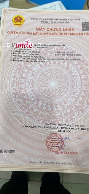 bán lô đất đẹp giá rẻ 93,7m2, giá 635tr cách tỉnh lộ 2 tầm 40m khánh hòa