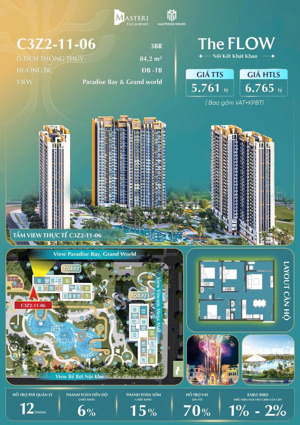 bán căn 3pn tầng đẹp, view pháo hoa không chênh f2 masteri era landmark. lh: 