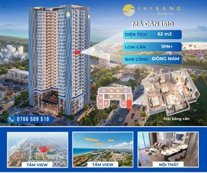 bán căn 1pn+ the sang residence đà nẵng, tầng cao view biển mỹ khê, sở hữu lâu dài, có thương lượng