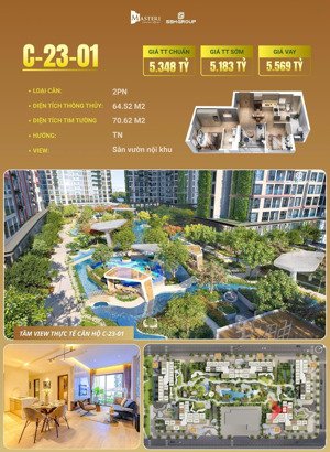 c-23-01 | căn 2pn view bể bơi resort tòa đối diện vincom, công viên trung tâm